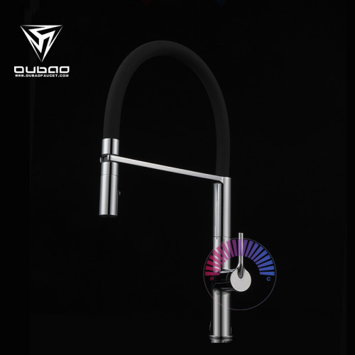 OUBAO Commercial Hot and Cold Kitchen Faucet with Pull Down Sprayer
