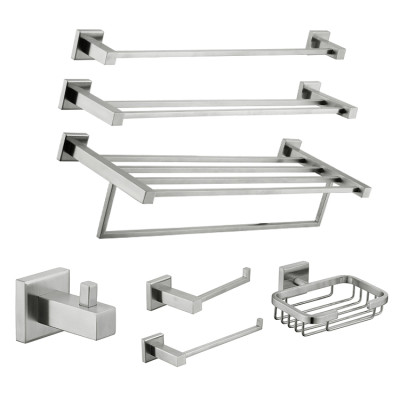 OUBAO Square Bathroom Accessories Brushed Nickel Unique Design