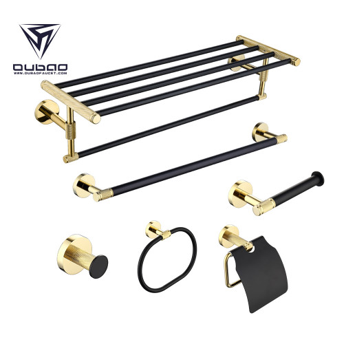 OUBAO Black and Gold Bathroom Accessories Sparkle Stylish Decor