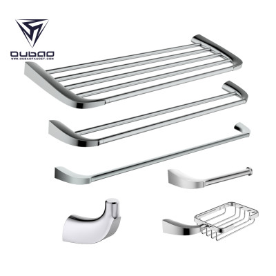 OUBAO 6-Piece Bathroom Hardware Accessories Set Wall Mounted Towel Holder Bar