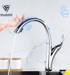 OUBAO Touch Sensor Kitchen Faucet Single Handle Chrome Polished