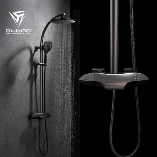 OUBAO Best Gunmetal Brass One Handle Thermostatic Rain Shower Faucet Set