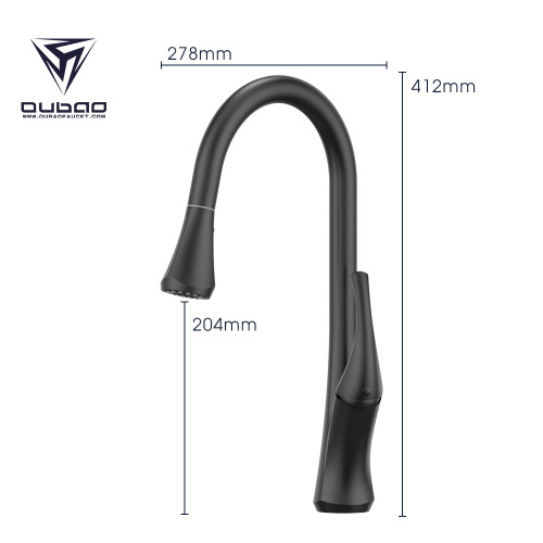 OUBAO Unique Kitchen Faucet For Sink Black Pull Down