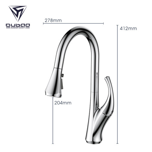 OUBAO Pull Down Kitchen Faucet Cold and Hot Water Mixer with Single Handle