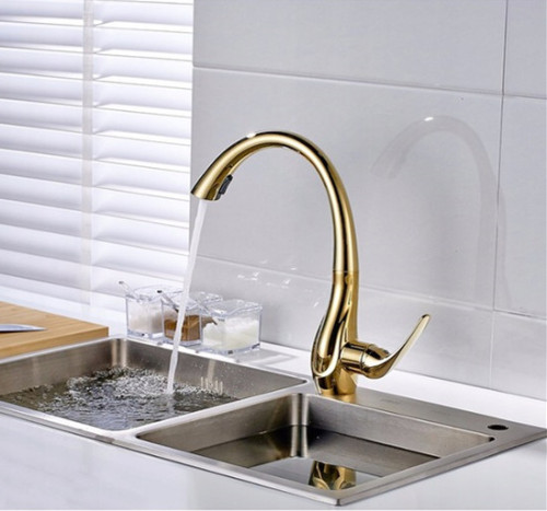 OUBAO pull down kitchen sink faucet Brushed Nickle Goose neck