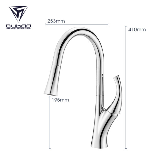 OUBAO Pull Down Kitchen Sink Faucets Best Golden
