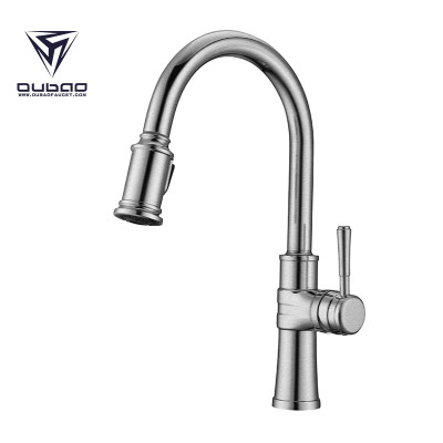 Chrome Deck Mount Kitchen Faucet Taps with Pull Down Sprayer