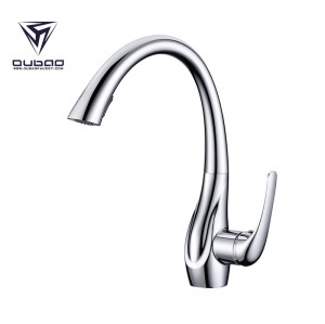 OUBAO Single Handle Kitchen Faucet Pull Down Chrome Modern