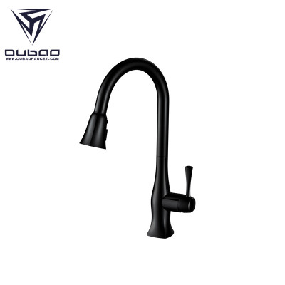 OUBAO Pull Down Kitchen Sink Faucet With Single Handle High Arc Brushed Nickel