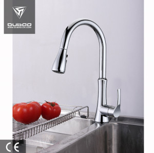 OUBAO Pull Down Kitchen Taps Luxury Brushed Nickel