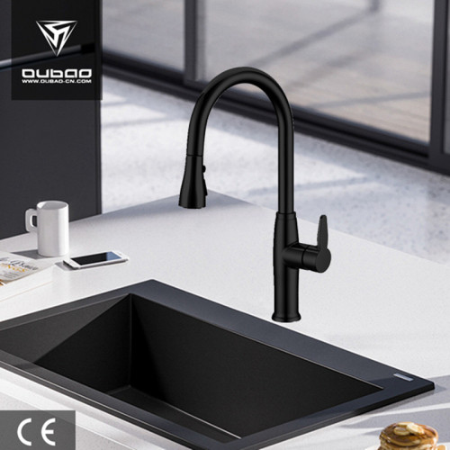 OUBAO Kitchen Sink Faucet Contemporary Luxury Matte Black