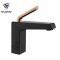 OUBAO Bathroom Sink Mixer Taps Rose Gold with Black Handle