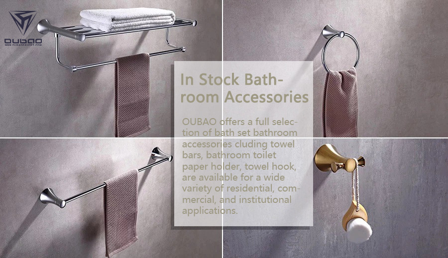 OUBAO offers a full selection of bath set bathroom accessories cluding towel bars, bathroom toilet paper holder, towel hook, are available for a wide variety of residential, commercial, and institutional applications.