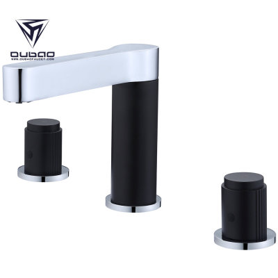 OUBAO commercial bathroom faucets modern three hole bathroom faucet