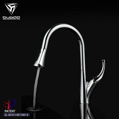OUBAO Modern Single Handle Kitchen Faucet Pull Down Chrome Tap For Kitchen