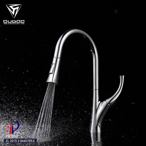 OUBAO Kitchen Sink Faucet Hot and Cold Water Single Handle Chrome