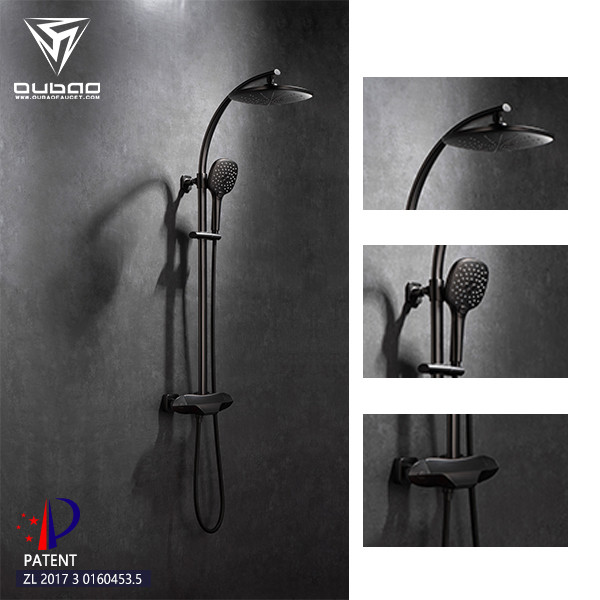 OUBAO Best Gunmetal Brass One Handle Thermostatic Rain Shower Faucet Set