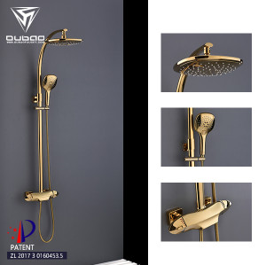 OUBAO Best Gold Brass One Handle Thermostatic Rain Shower Faucet Set