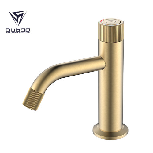 OUBAO Push Button Bathroom Sink Faucet Brass Copper Matte Black Single Hole