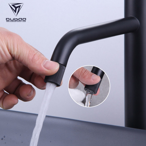 OUBAO Bathroom Vessel Sink Faucet Mixer Tap Matte Black Single Hole