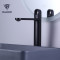 OUBAO Push Button Bathroom Faucet for Vessel Sink Black Single Hole High Arc