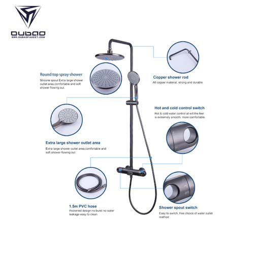OUBAO Exposed Push button Bathroom Shower Faucet set with Temperature Control