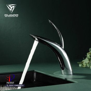 OUBAO Brass Faucet Modern Single Hole Basin Mounted Bathroom Vanity Sink Basin Faucet