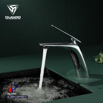 OUBAO Bathroom Single Faucet | Copper Basin Sink Taps | Waterfall Single Handle Basin Faucet