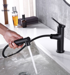 Pull Out Bathroom Faucet OB-9307H | Matte Black