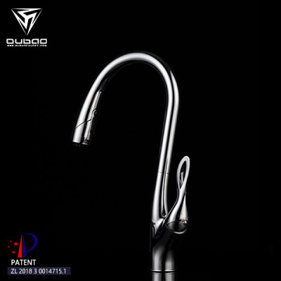 OUBAO kitchen sink pull down faucets long spout reach sprayer