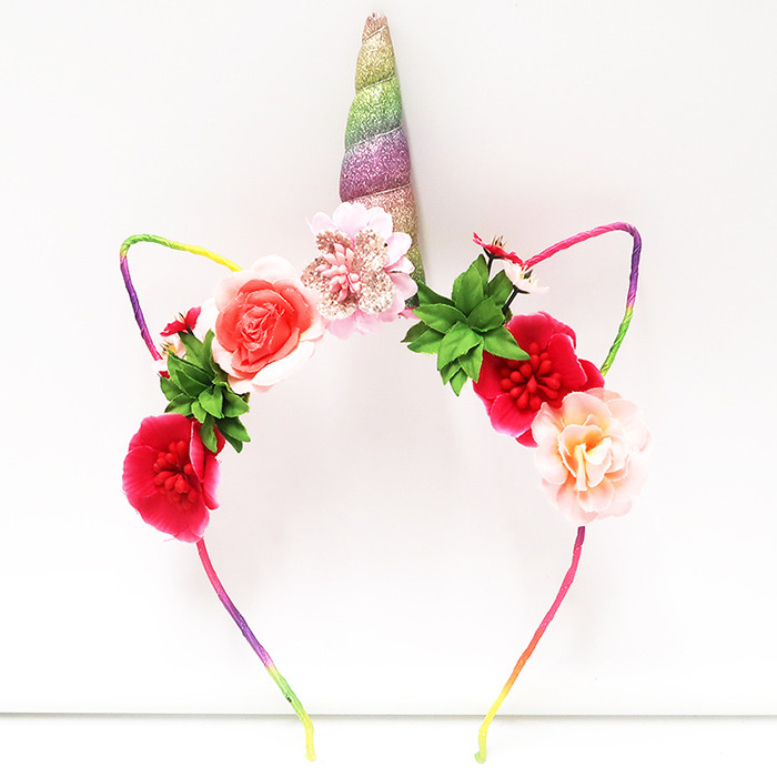Rainbow unicorn flower headband