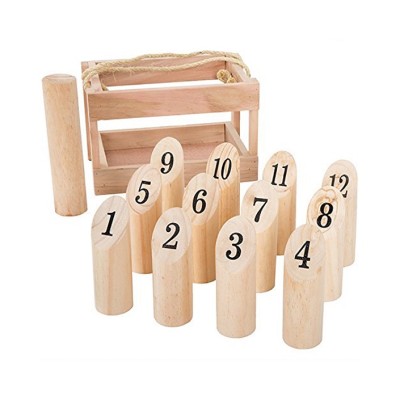 Wholesale custom Number Kubb Smite lawn Game viking bowling wooden skittles game