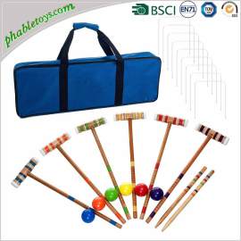 Basic 4 / 6 Players Hardwood Wooden Croquet Games Sets For Beginner / Starter