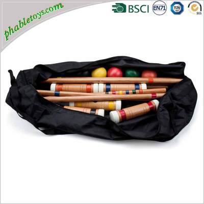 Basic 4 / 6 Players Hardwood Wooden Croquet Games Sets For Beginner / Starter