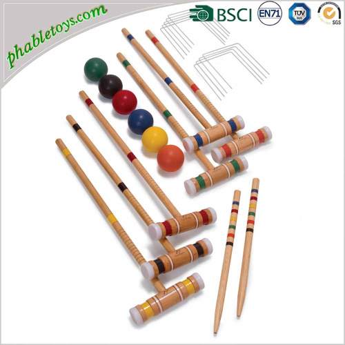 Basic 4 / 6 Players Hardwood Wooden Croquet Games Sets For Beginner / Starter