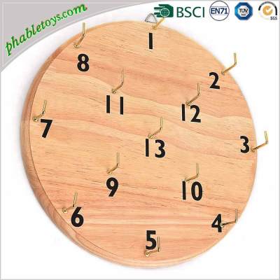Classic Solid Wooden Wall Hook & Ring Toss Game Set For Outdoor Backyard Games