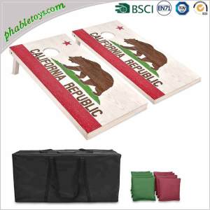 Classic Plywood Pine / Poplar Wood Cornhole Bean Bag Toss Game Set with Cornhole Board and Bean Bags