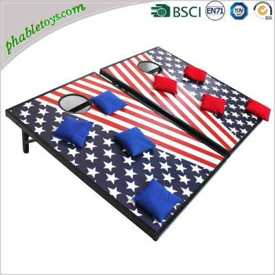 Classic Plywood Pine / Poplar Wood Cornhole Bean Bag Toss Game Set with Cornhole Board and Bean Bags