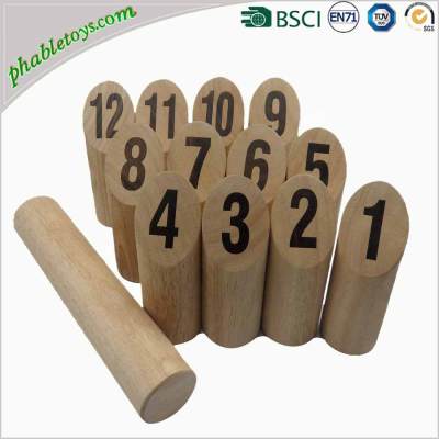 Outdoor Viking Wooden Bowling Skittles Games Set / Wooden Throwing Games Set