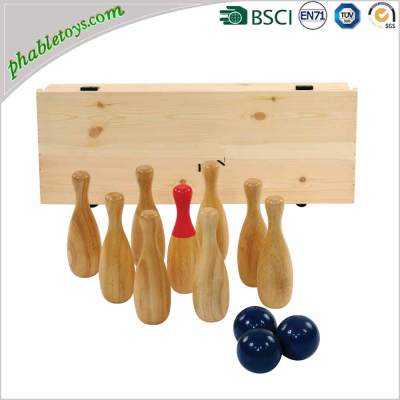 Wooden Yard Garden Lawn Throwing Bowling Games Set / Wooden Skittles Games