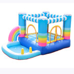 DD62112 Rainbow Inflatable Bounce House Jumper Colorful Inflatable Bouncing House for Kids