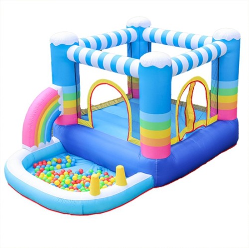 DD62112 Rainbow Inflatable Bounce House Jumper Colorful Inflatable Bouncing House for Kids