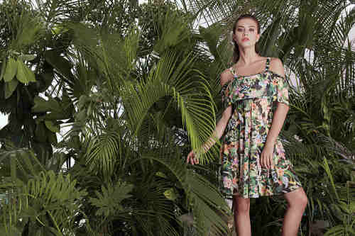 TJ green Floral pattern beachwear