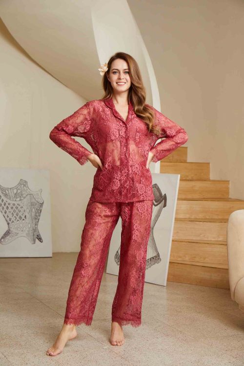 Allover lace pajama set