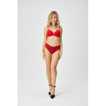 Red Lace Pad Cup Bra set