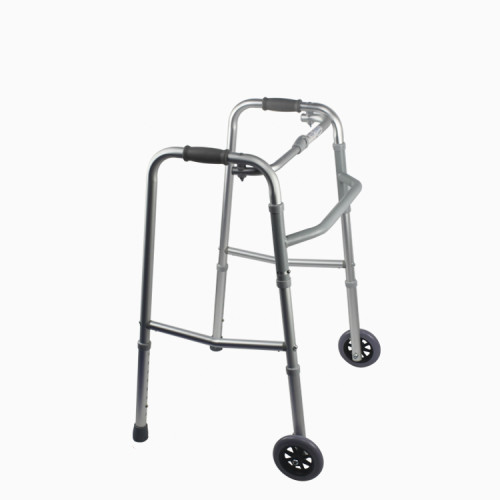 Walker de alumínio dobrável com altura ajustável e duas rodas