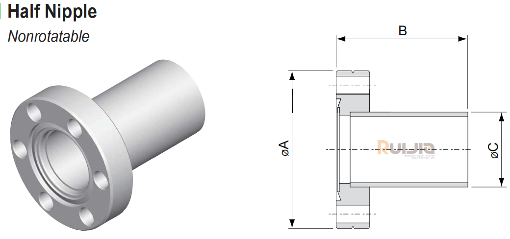 CF half nipple nonrotatable 