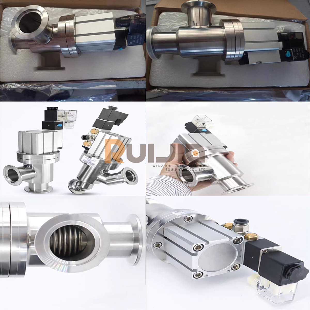 KF vacuum pneumatic angle valves