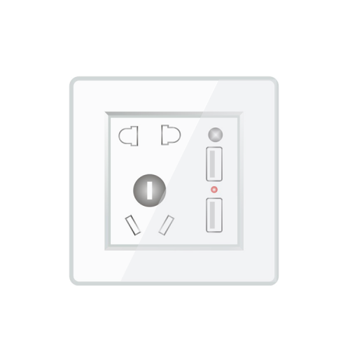 Multifunctional Glass Panel 13 Amp Wall Outlet Socket With 2 USB Port