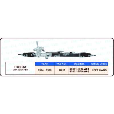 12019 HONDA ODYSSEY RB1 53601-SFG-W01 / 53601-SFG-W02 Steering Rack